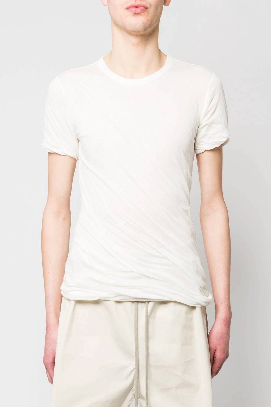 NEW RICK OWENS double short sleeve tee in milk